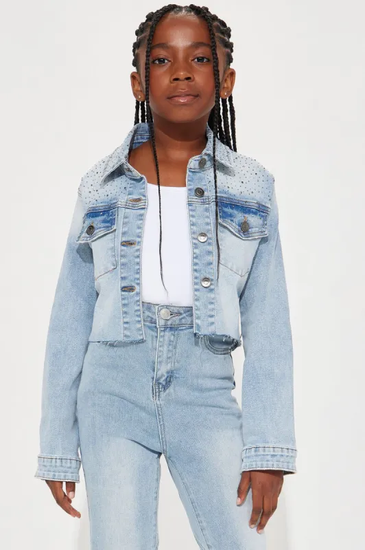 Mini I'm Such A Stud Denim Jacket - Light Wash sold by Fashion Nova
