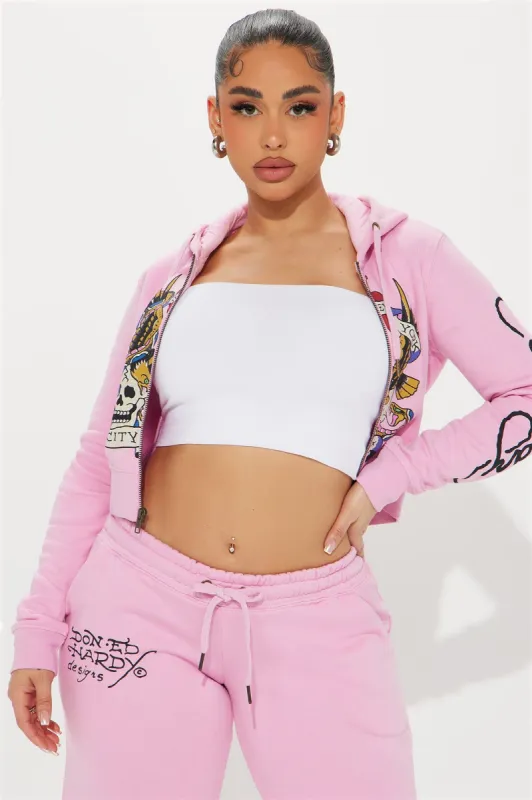 Ed Hardy New York Eagle Zip Front Hoodie - Pink | Parallel
