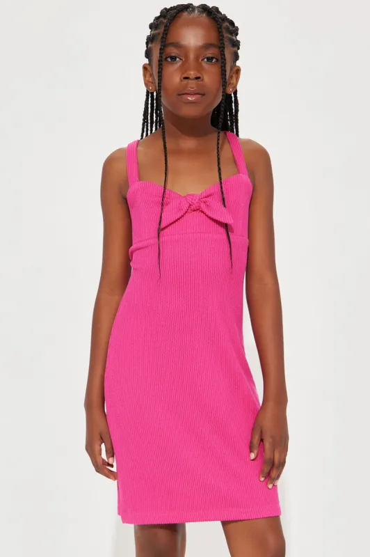 Mini So Perfect Tie Front Dress - Fuchsia sold by Fashion Nova