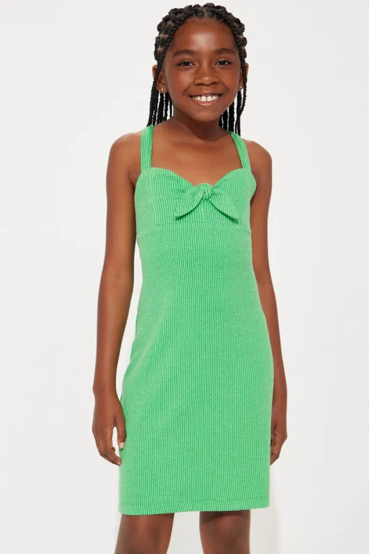 Mini So Perfect Tie Front Dress - Kelly Green sold by Fashion Nova
