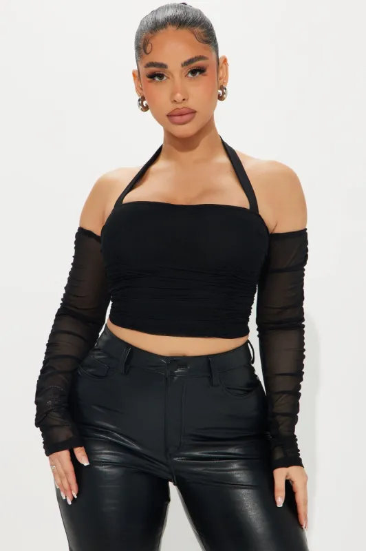 Charlette Mesh Top - Black sold by Fashion Nova