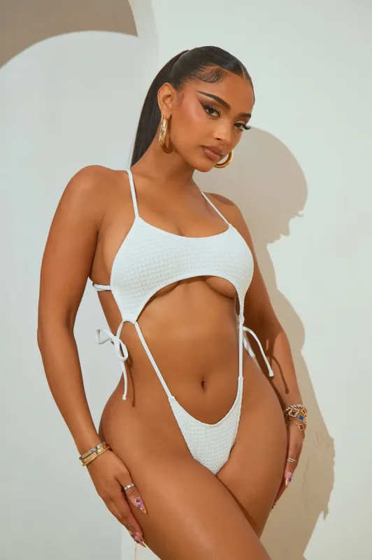 Karmen High Side 1 Piece Monokini - White sold by Fashion Nova