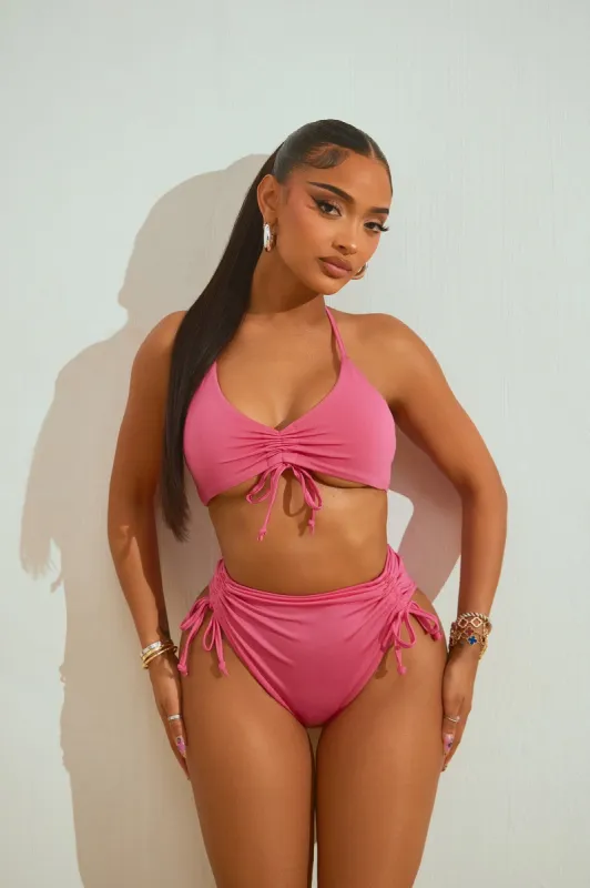 Summer Rays Ruched 2 Piece Bikini - Hot Pink sold by Fashion Nova