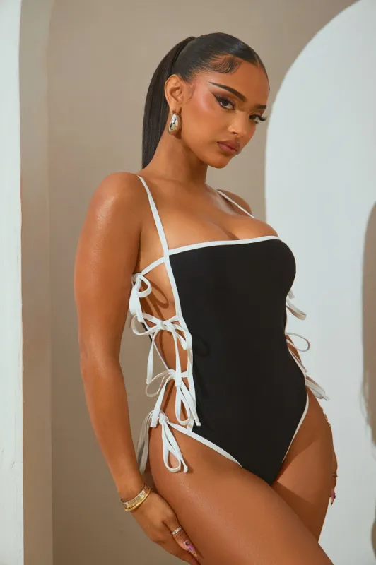 Evie Cut Out 1 Piece Swimsuit  - Black/combo sold by Fashion Nova