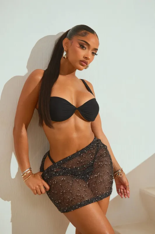 Playa Vista Crochet Cover Up Skirt - Black/combo sold by Fashion Nova