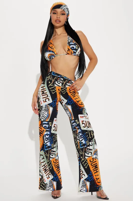 On The Road 3 Piece Pant Set - Black/combo sold by Fashion Nova