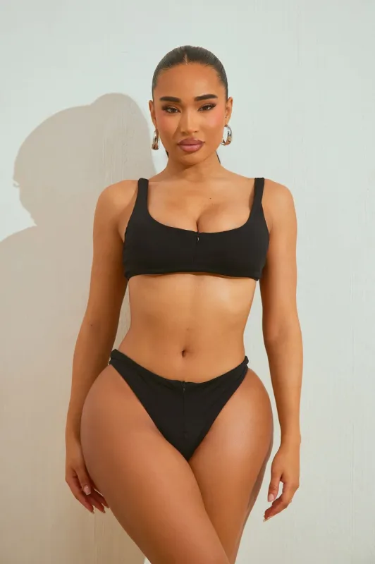 Riding Waves Zip Up 2 Piece Bikini - Black sold by Fashion Nova