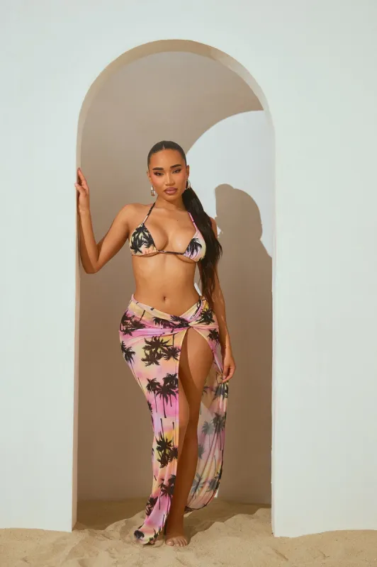 Tropical Club 3 Piece Bikini Set  - Pink/combo sold by Fashion Nova