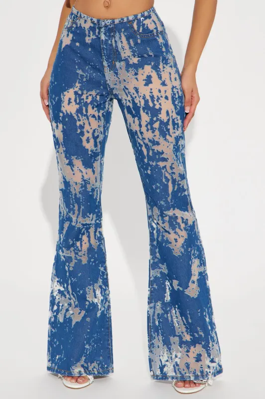 Playing Your Games Burnout Flare Jeans - Medium Wash sold by Fashion Nova