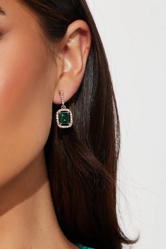 Buy Me Rubies Drop Earrings - Gold/Green sold by Fashion Nova
