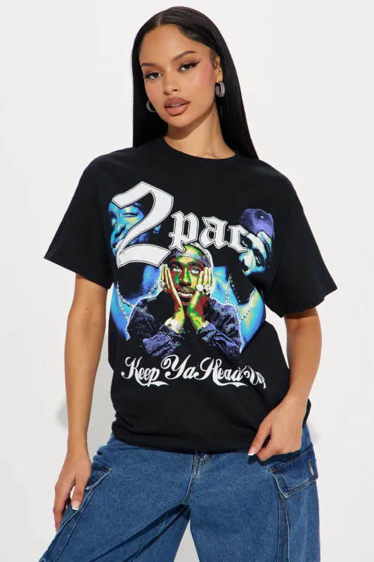 Tupac Keep Ya Head Up Washed Tee - Black Wash sold by Fashion Nova