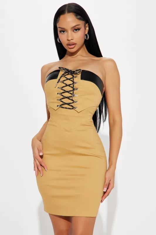 Yasmine Mini Dress - Mustard sold by Fashion Nova