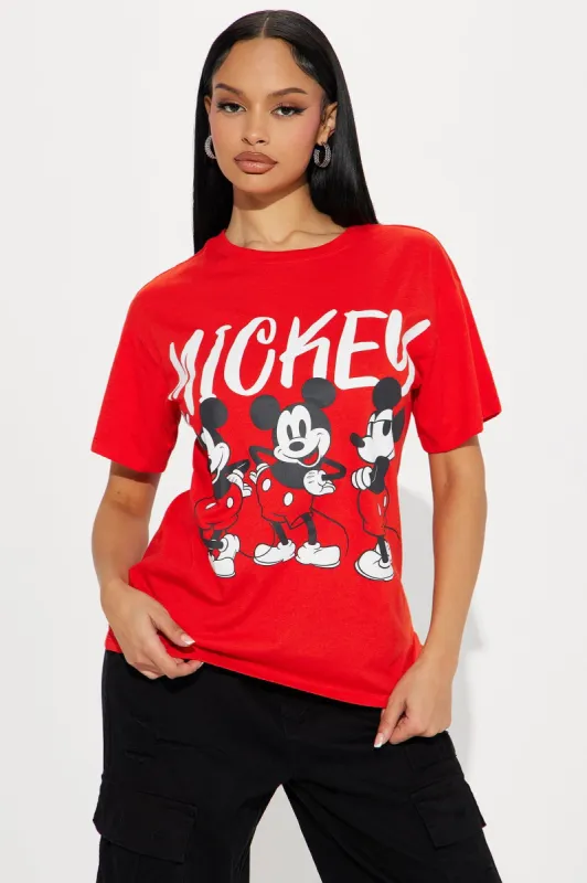 Mickey All Day Graphic Tee - Red sold by Fashion Nova
