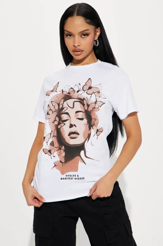 Evolve And Manifest Tee - White sold by Fashion Nova