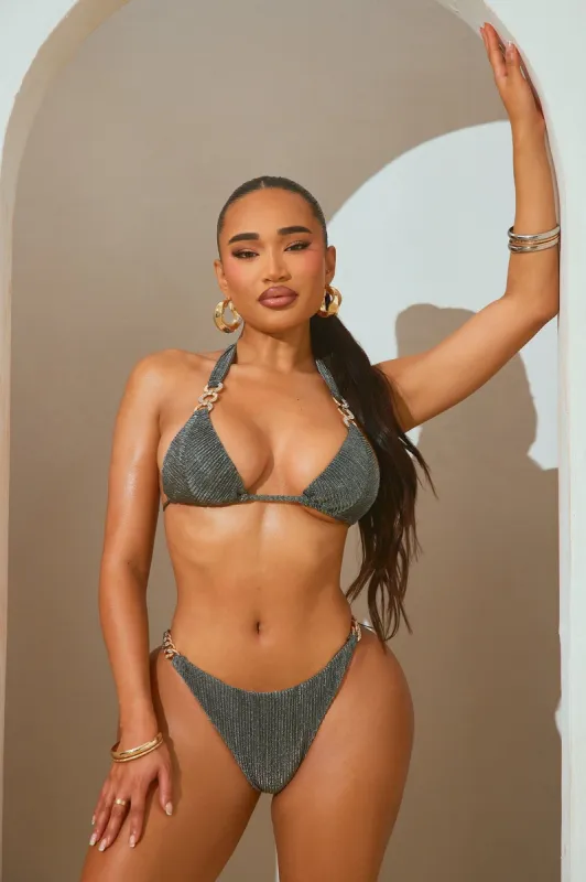 Catch Your Eye Metallic 2 Piece Bikini - Silver sold by Fashion Nova