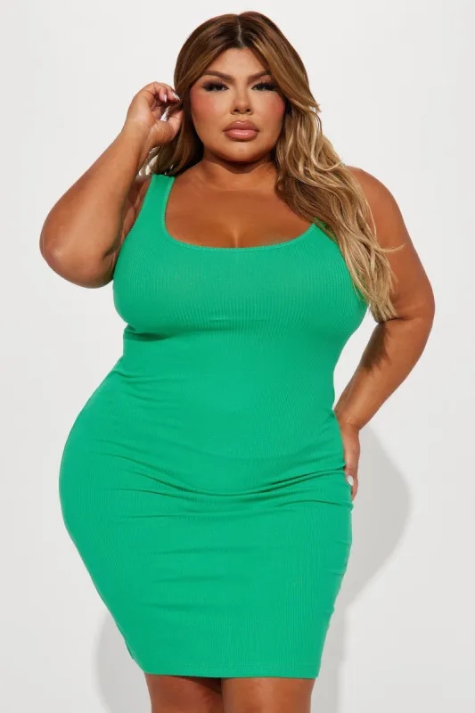 A Must Have Ribbed Midi Dress - Green sold by Fashion Nova