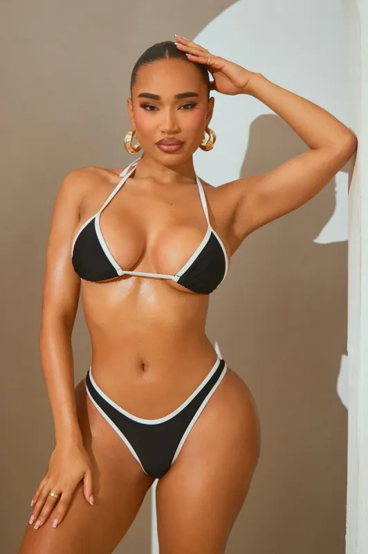 Trixie Triangle 2 Piece Bikini - Black/White sold by Fashion Nova