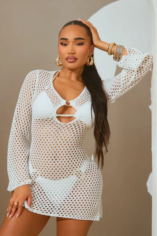 Find Me In Greece Crochet Cover Up Dress - White sold by Fashion Nova