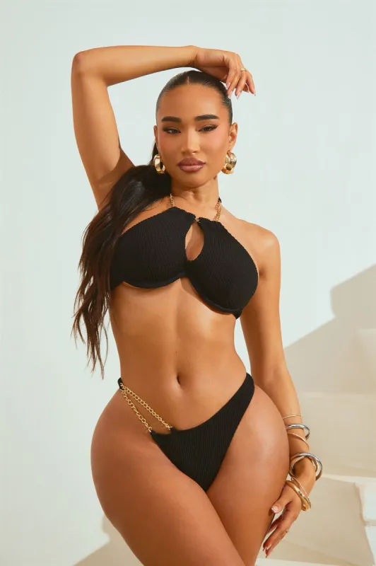 Brynn Chain 2 Piece Bikini - Black sold by Fashion Nova