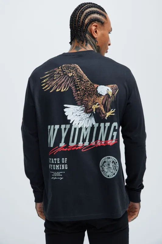 State Of Wyoming Long Sleeve Tee - Black sold by Fashion Nova