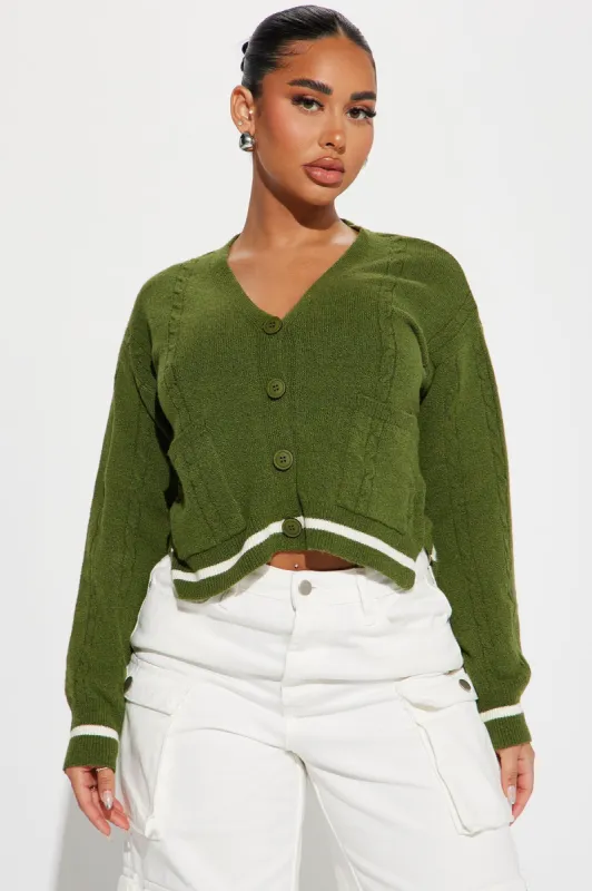 Ellery Cardigan - Olive/combo sold by Fashion Nova