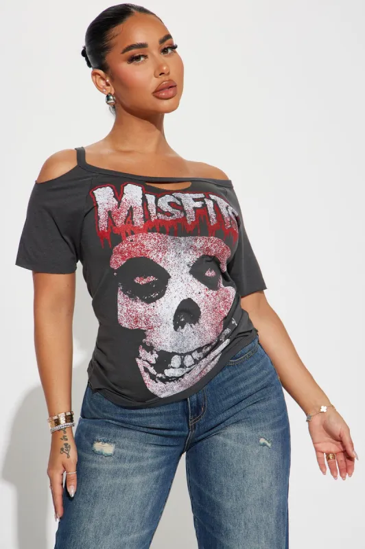 Misfits Distressed Graphic Tee - Black Wash sold by Fashion Nova