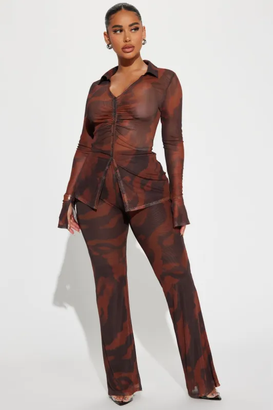 Carolina Mesh Pant Set - Brown sold by Fashion Nova