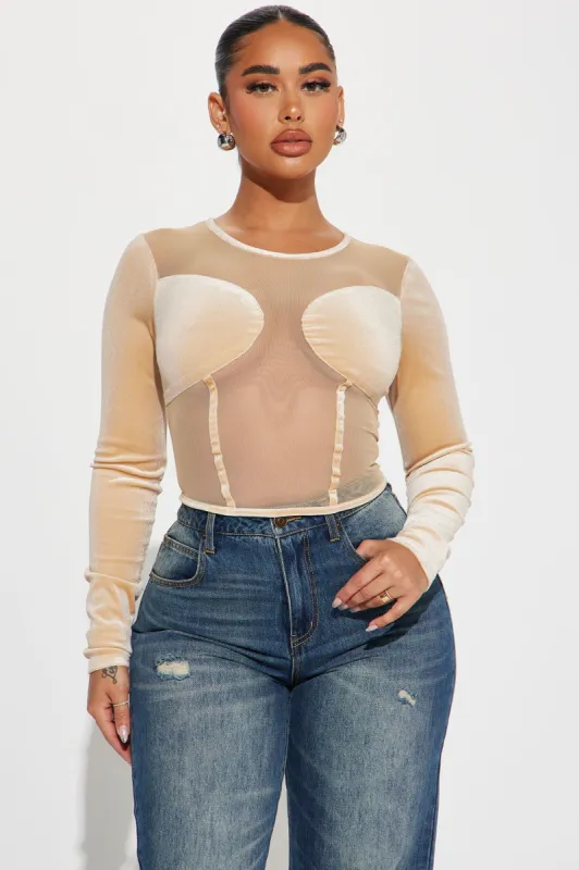 The Secret Is Out Sheer Top - Nude sold by Fashion Nova