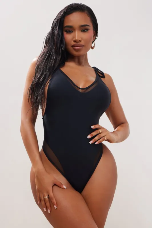 Summer Illusion Mesh Cutout 1 Piece Swimsuit - Black sold by Fashion Nova