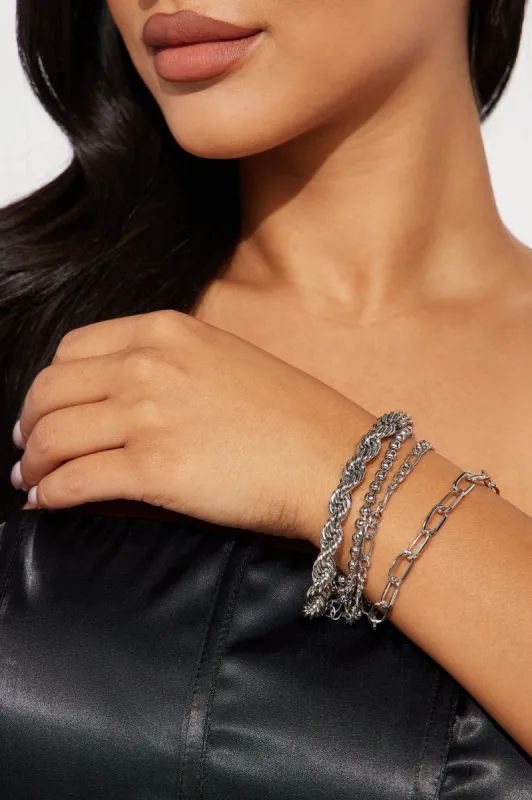 You Know Me Best 4 Piece Bracelet Set - Silver made by Fashion Nova