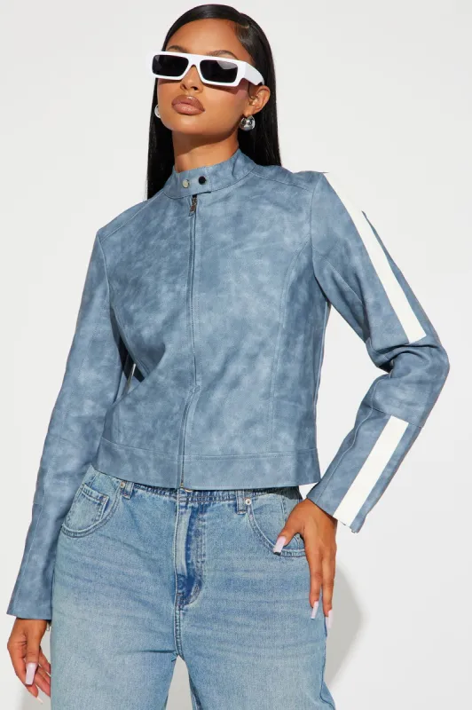 Erase You Washed Faux Leather - Slate Blue sold by Fashion Nova