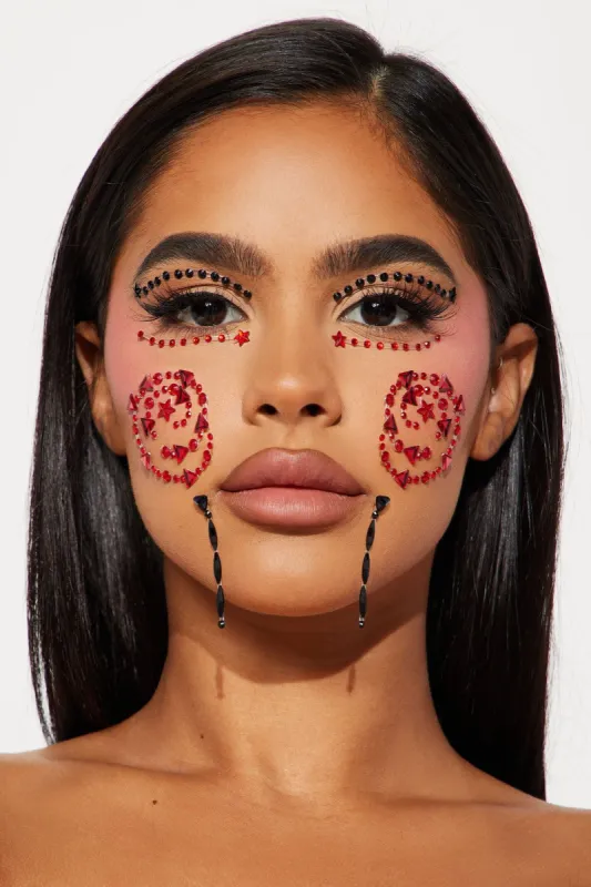 Evil Puppet Face Jewels - Black/Red sold by Fashion Nova
