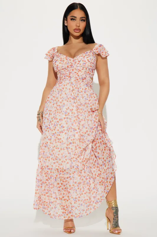 Amber Chiffon Maxi Dress - Pink/combo sold by Fashion Nova