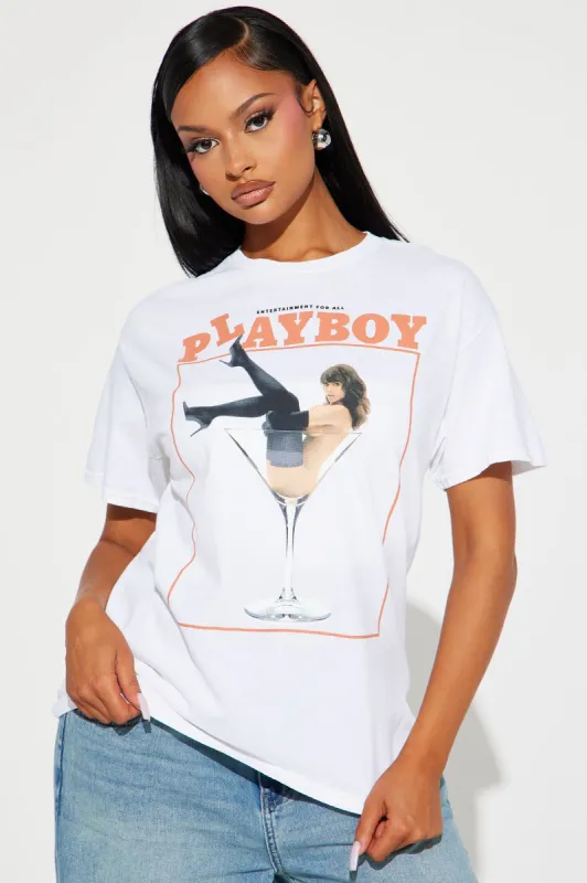 Playboy Cocktail Graphic Tshirt - White sold by Fashion Nova