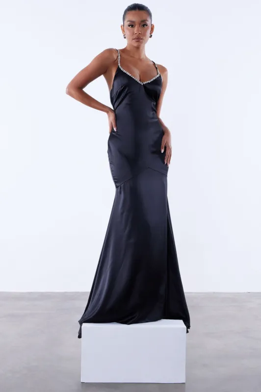 Helena Satin Gown - Black sold by Fashion Nova