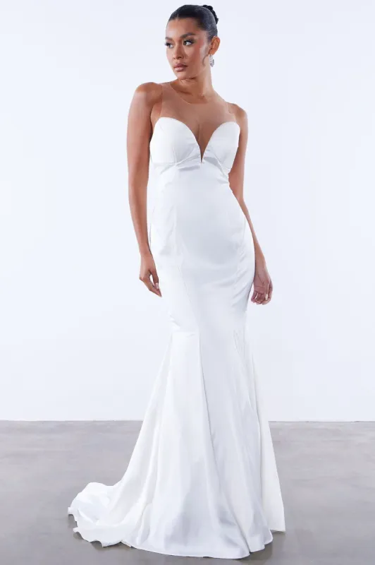 Daniella Satin Gown - White sold by Fashion Nova