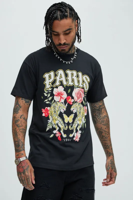 Paris With Love Short Sleeve Tee - Black sold by Fashion Nova