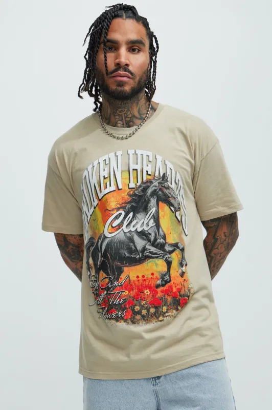 Broken Hearts Field Short Sleeve Tee - Sand sold by Fashion Nova