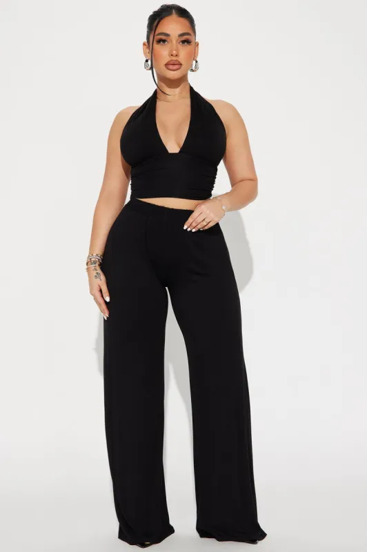 Demi Halter Pant Set - Black sold by Fashion Nova