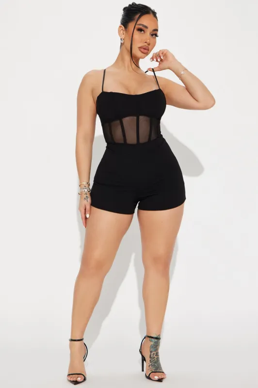 Don't Phone Me Romper - Black sold by Fashion Nova