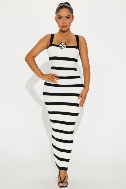 Chelsi Knit Midi Dress - Black/White sold by Fashion Nova