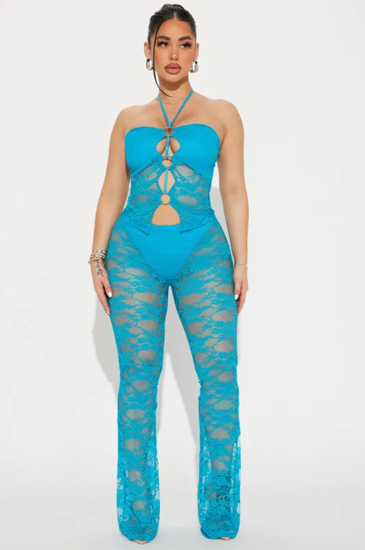 Talk To Me Lace Pant Set - Aqua sold by Fashion Nova