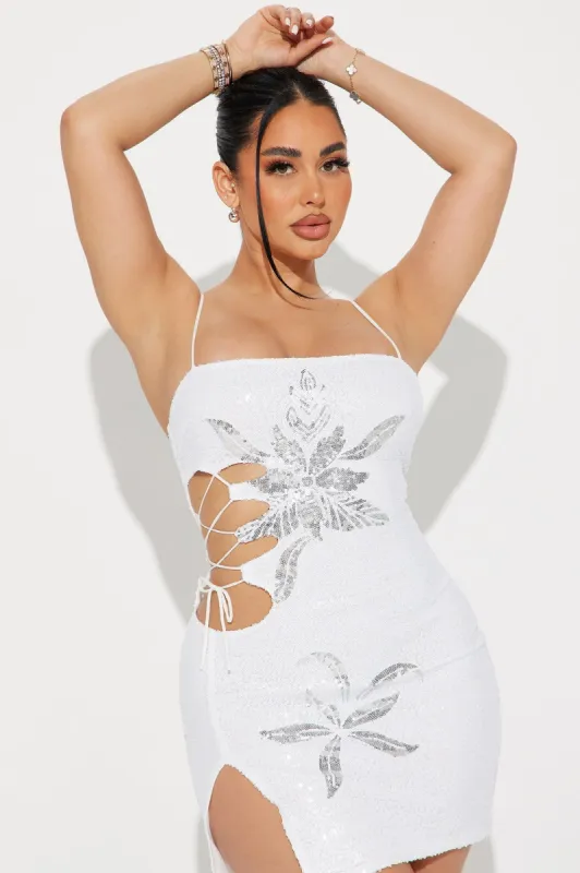 Sashay This Way Sequin Mini Dress - White sold by Fashion Nova