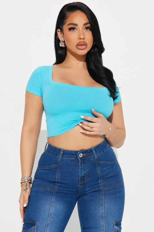 Stacy Square Neck Crop Top - Aqua sold by Fashion Nova