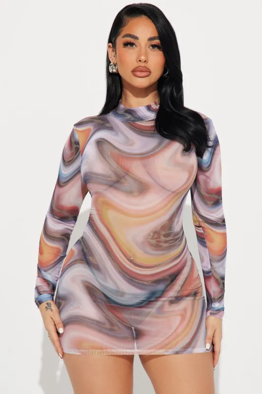 Unique Vibe Mesh Mini Dress - Multi Color sold by Fashion Nova