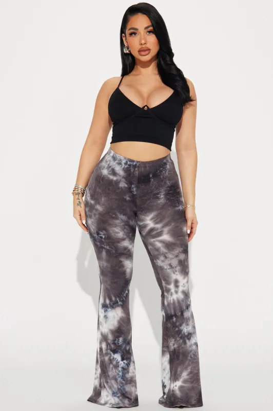 Nikkie Tie Dye Flare Pant - Grey/combo sold by Fashion Nova