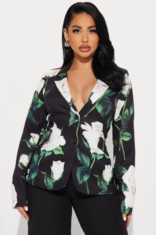 Give Me Roses Blazer - Black/combo sold by Fashion Nova
