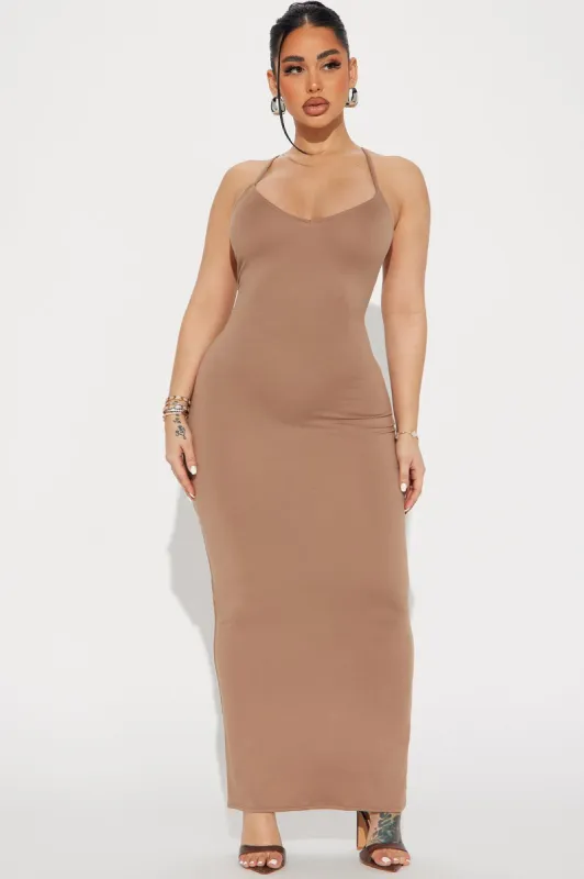 Going Everywhere Maxi Dress - Taupe sold by Fashion Nova