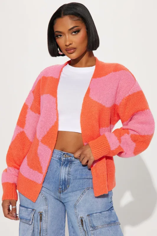 All Mixed Up Cardigan - Pink/combo sold by Fashion Nova