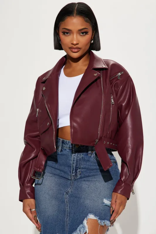 Heartbreaker Moto Jacket - Burgundy sold by Fashion Nova